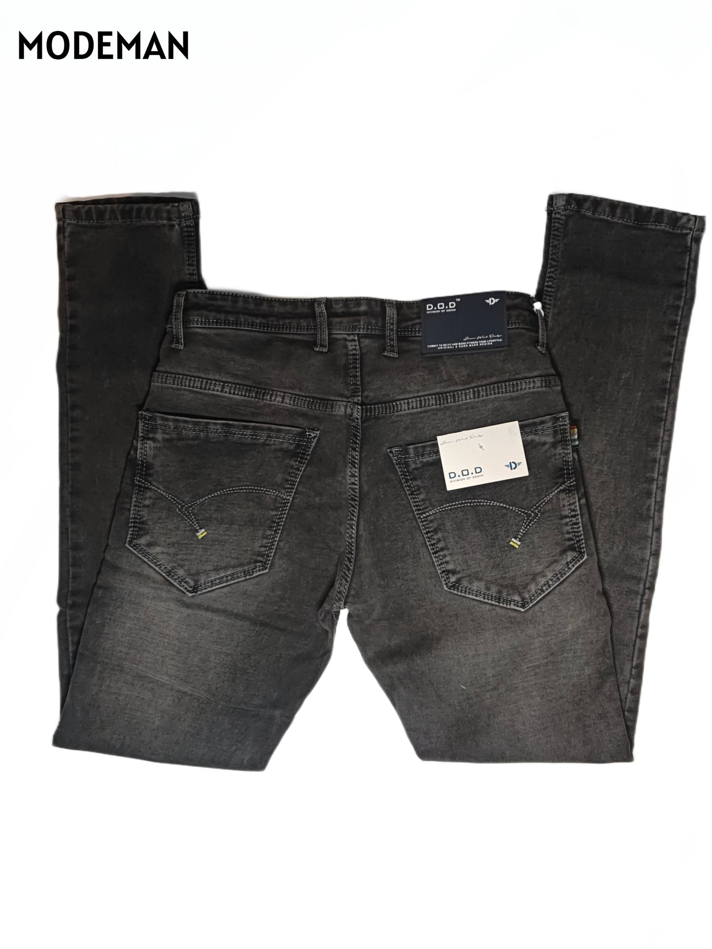 Men’s Charcoal Black Relex Fit Jeans – Modeman