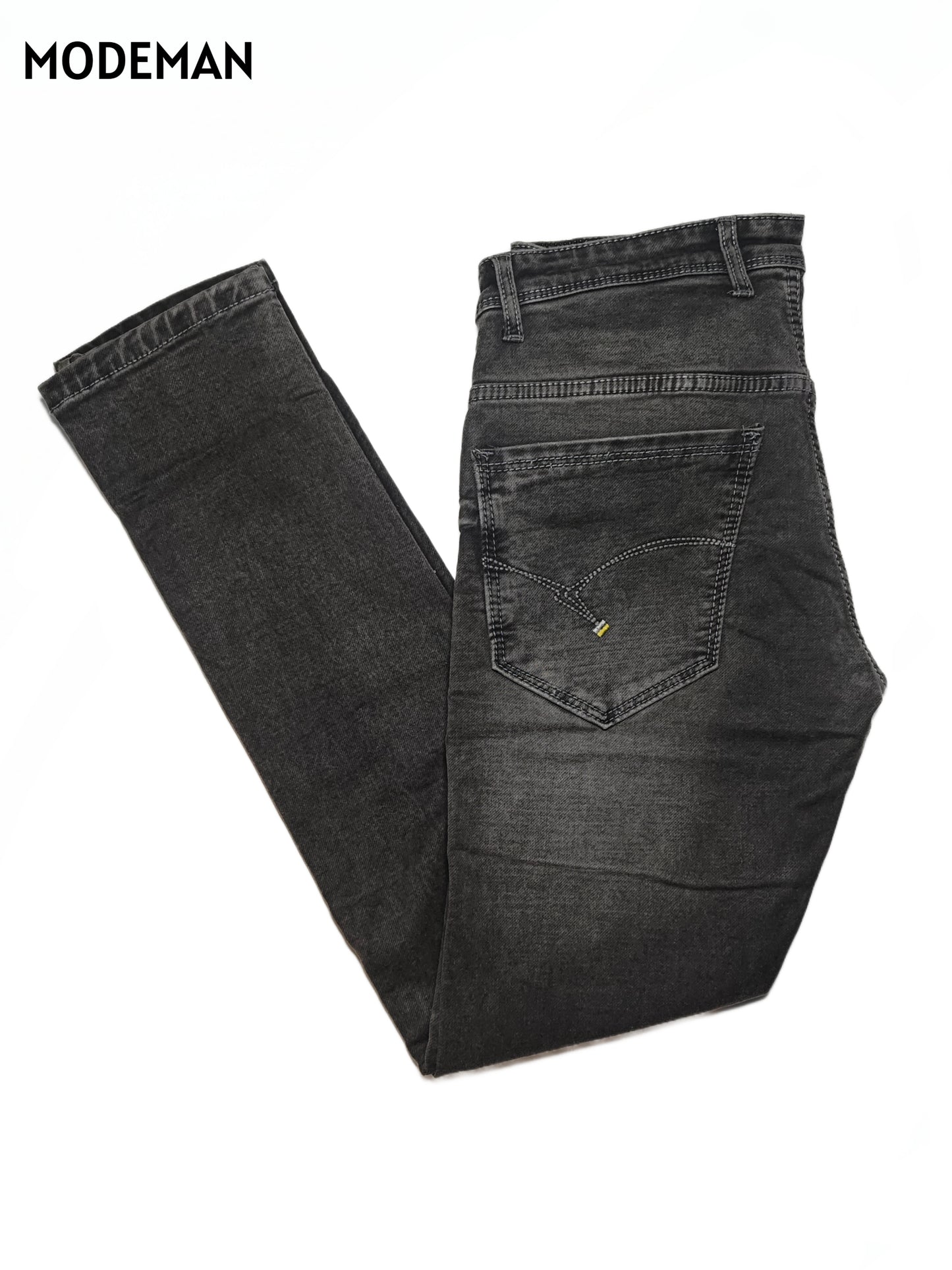Men’s Charcoal Black Relex Fit Jeans – Modeman