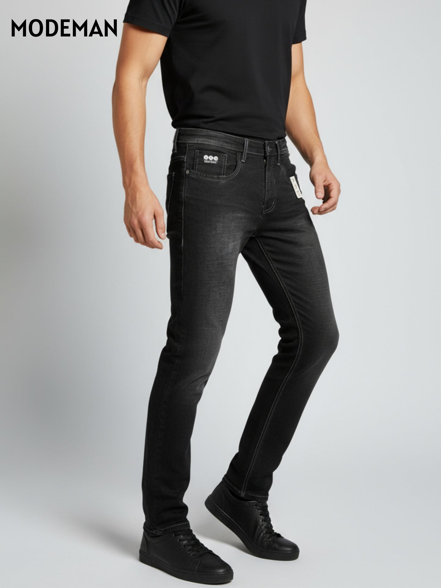 Men’s Black Relax Fit Jeans – Cotton Base Fabric | Modeman