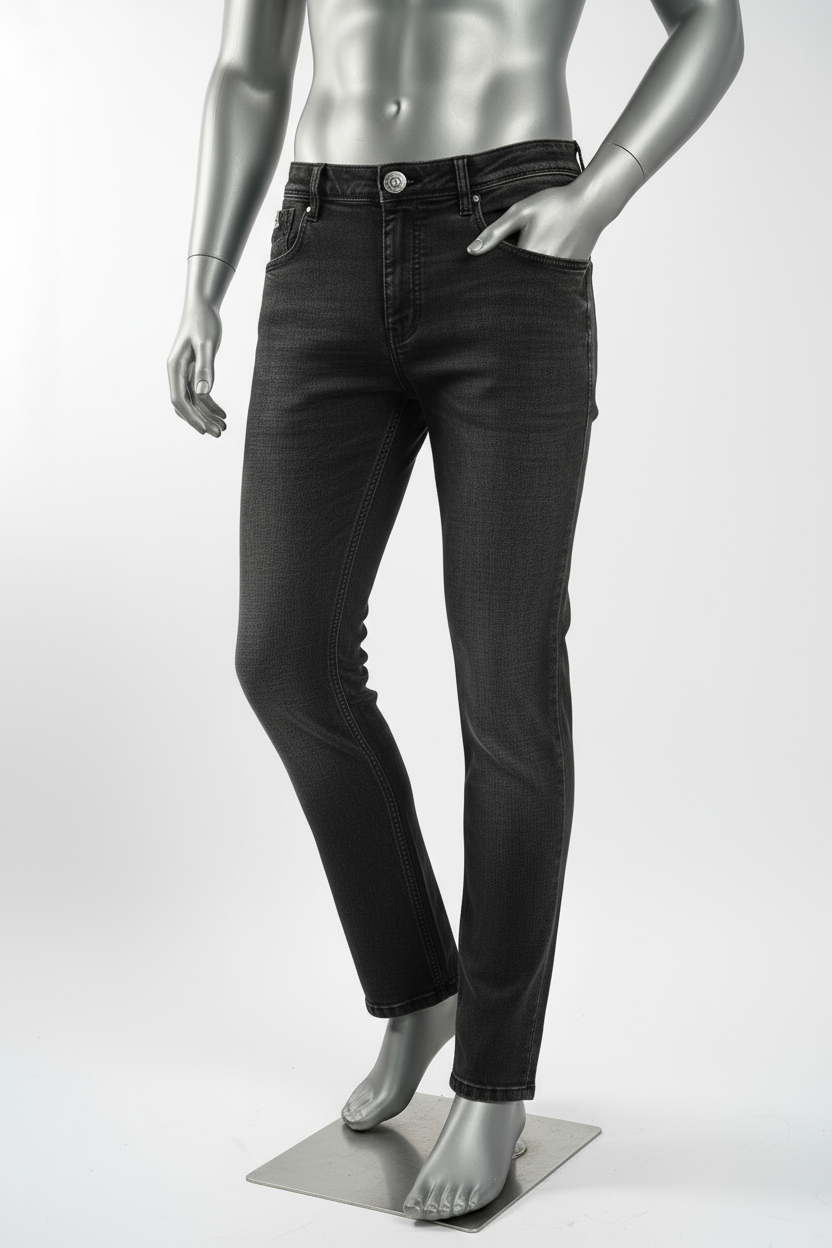 Men’s Charcoal Black Relex Fit Jeans – Modeman
