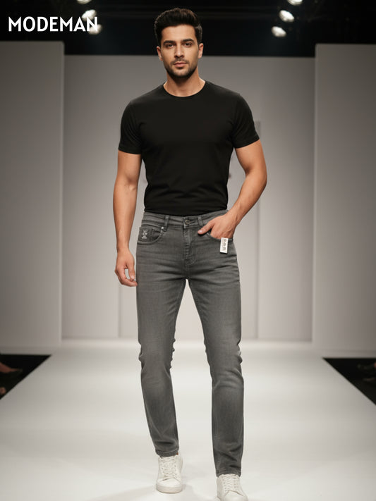 Men’s Charcoal Grey Slim Fit Jeans – Modeman