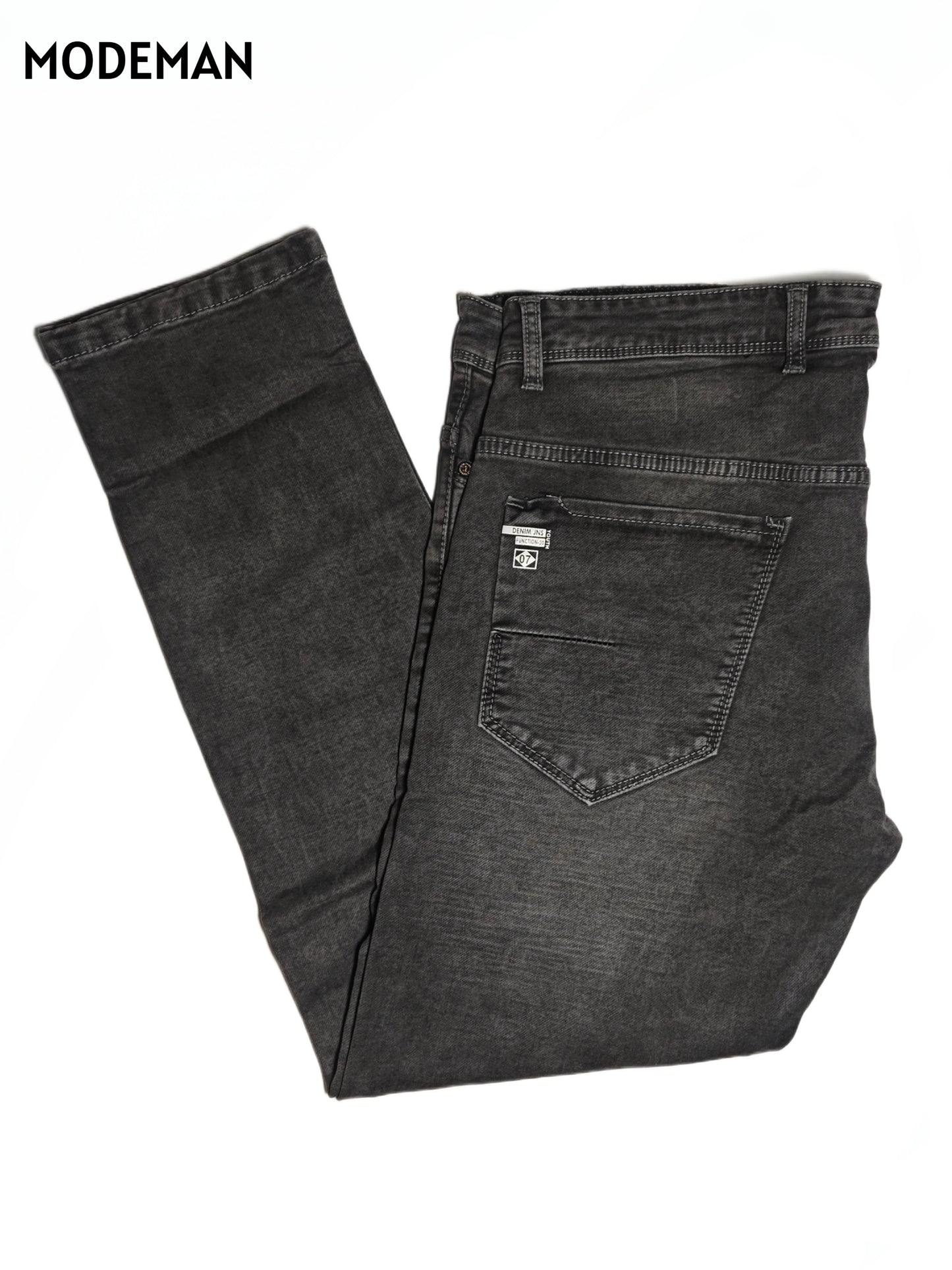Men’s Charcoal Dark Grey Slim Fit Jeans – Modeman
