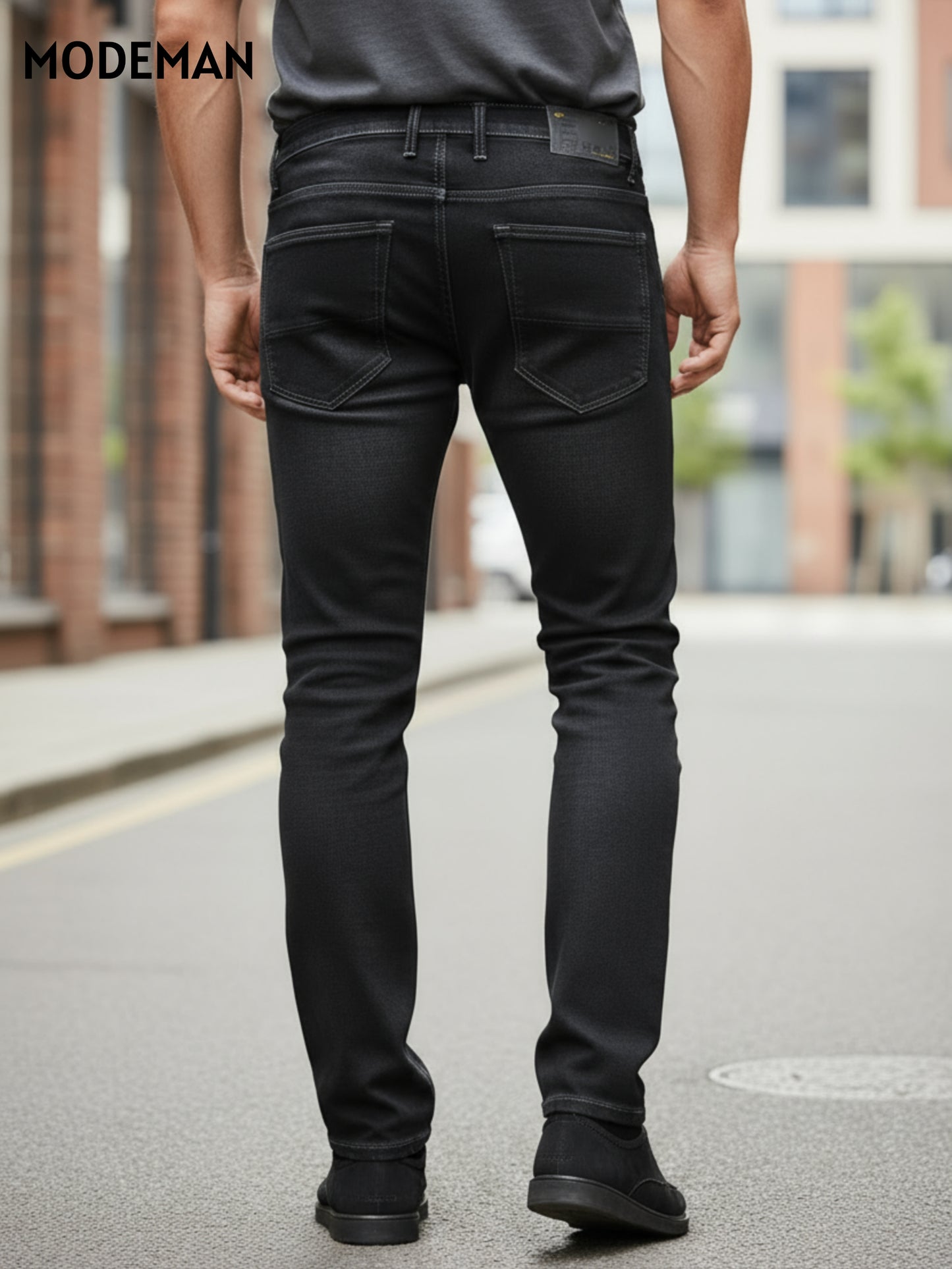 Men’s Black Relax Fit Jeans – Cotton Base Fabric | Modeman