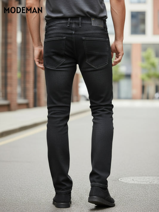 Men’s Black Relax Fit Jeans – Cotton Base Fabric | Modeman
