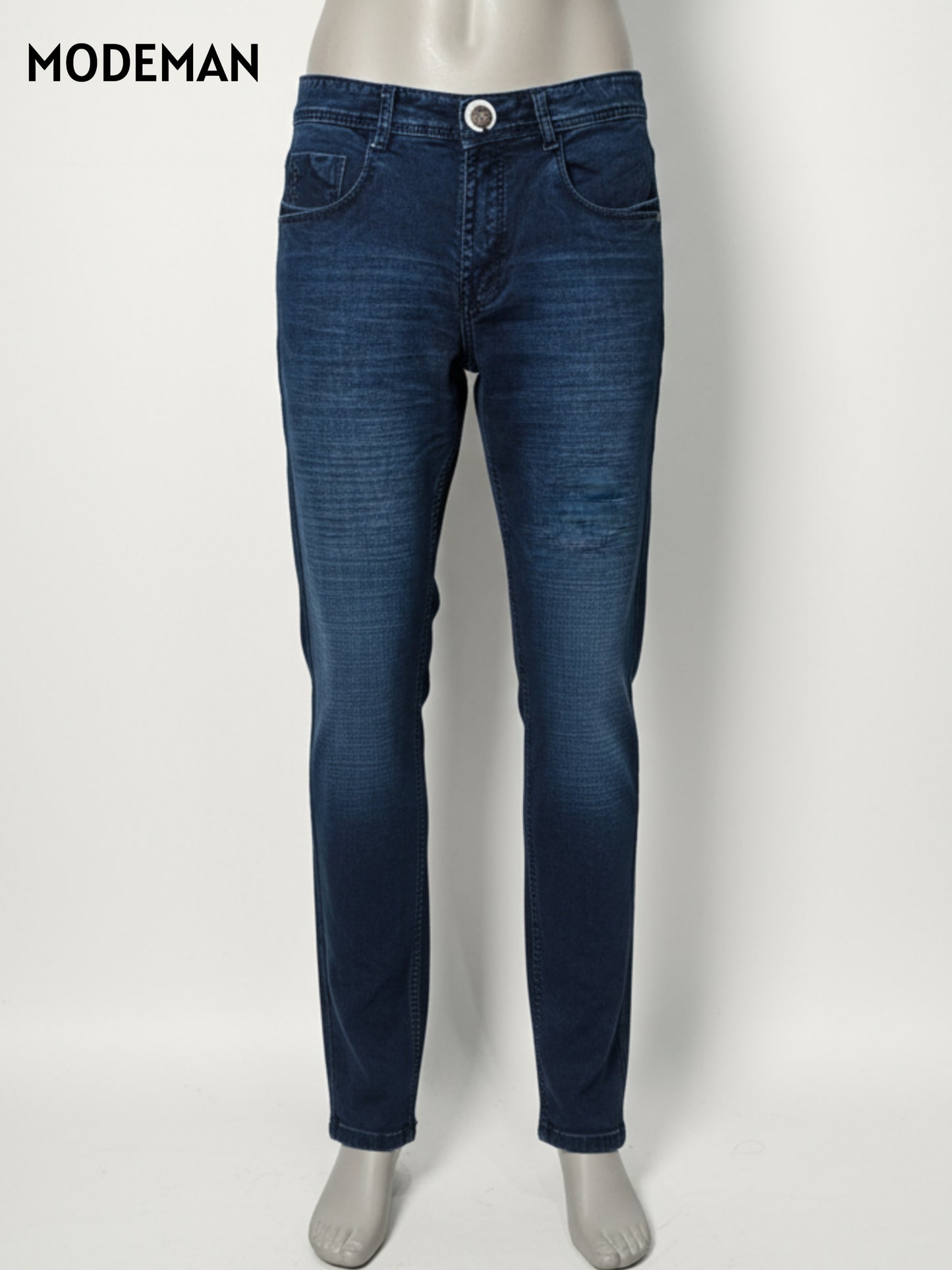 Men’s Dark Indigo Slim Fit Jeans – Cotton Base Fabric | Modeman