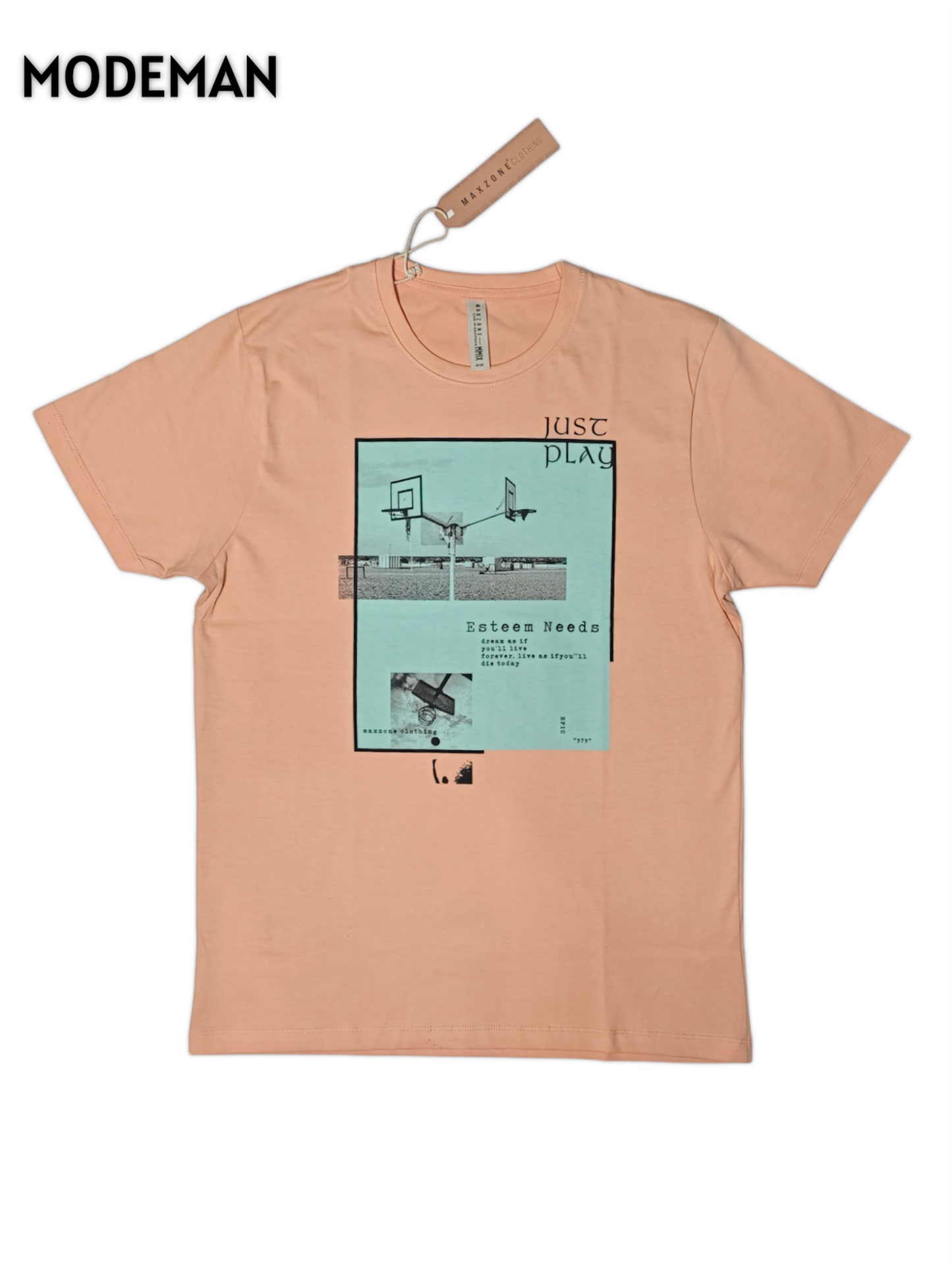 Men’s Peach Graphic Print Casual T-Shirt