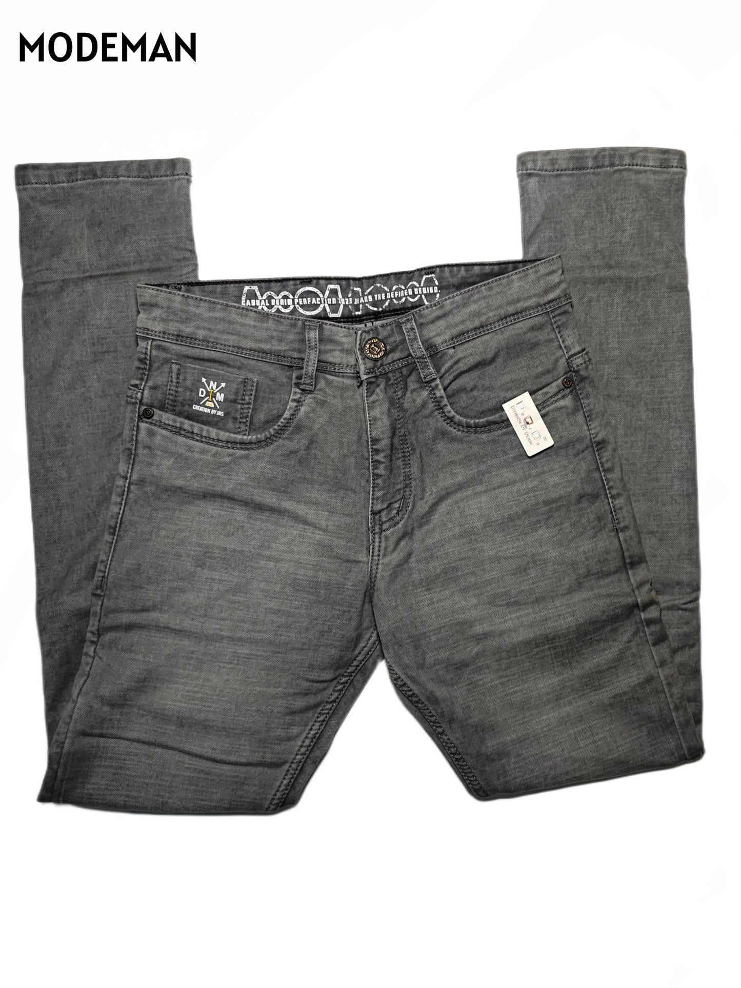 Men’s Charcoal Grey Slim Fit Jeans – Modeman