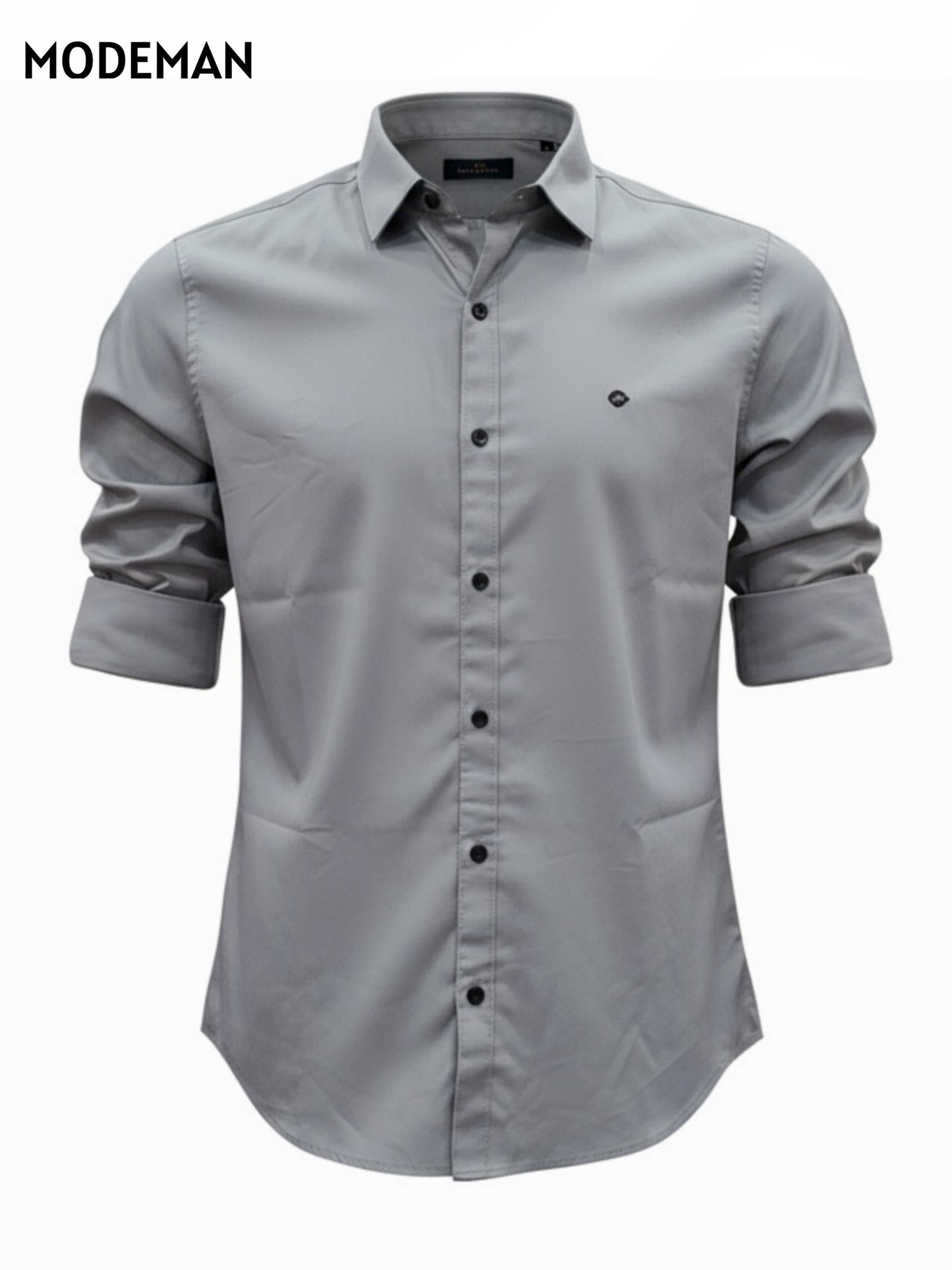 Men’s Solid Grey Formal Shirt – Slim Fit | Cotton Blend