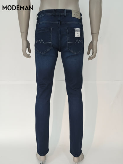 Men’s Dark Blue Slim Fit Jeans – Cotton Base Fabric | Modeman