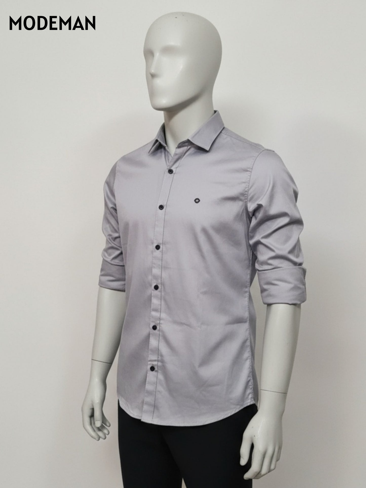 Men’s Solid Grey Formal Shirt – Slim Fit | Cotton Blend