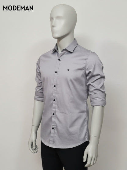 Men’s Solid Grey Formal Shirt – Slim Fit | Cotton Blend