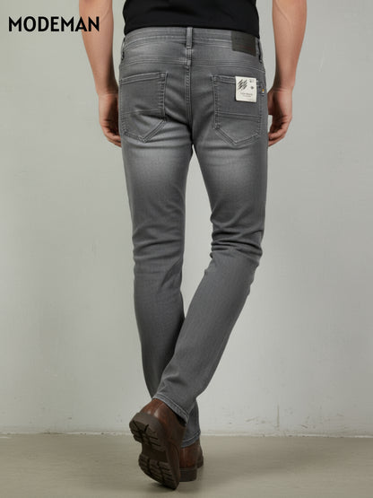 Men’s Grey Washed Slim Fit Jeans – Vintage Style