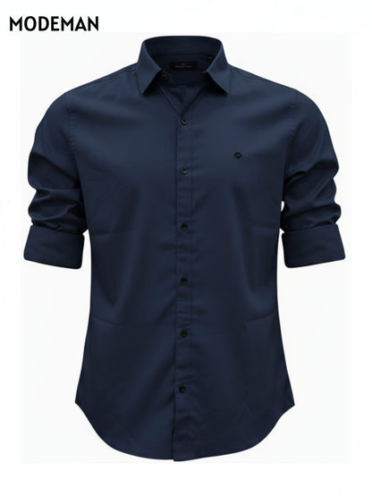 Men’s  Navy Blue Formal Shirt – Slim Fit | Cotton Blend