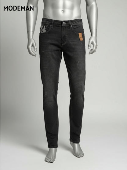 Men’s Black Faded Denim Jeans – Slim Fit | Authentic Collection