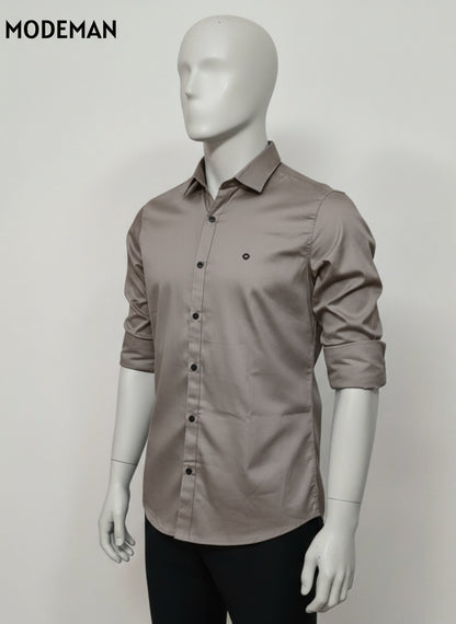 Men’s Grayish Brown Formal Shirt – Slim Fit | Cotton Blend