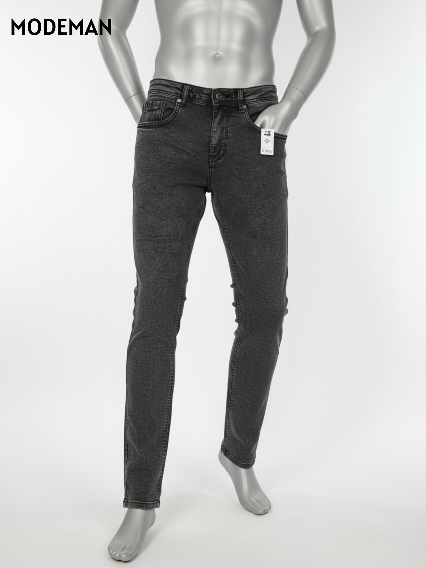 Men’s Black Faded Relex Fit Jeans – Modeman