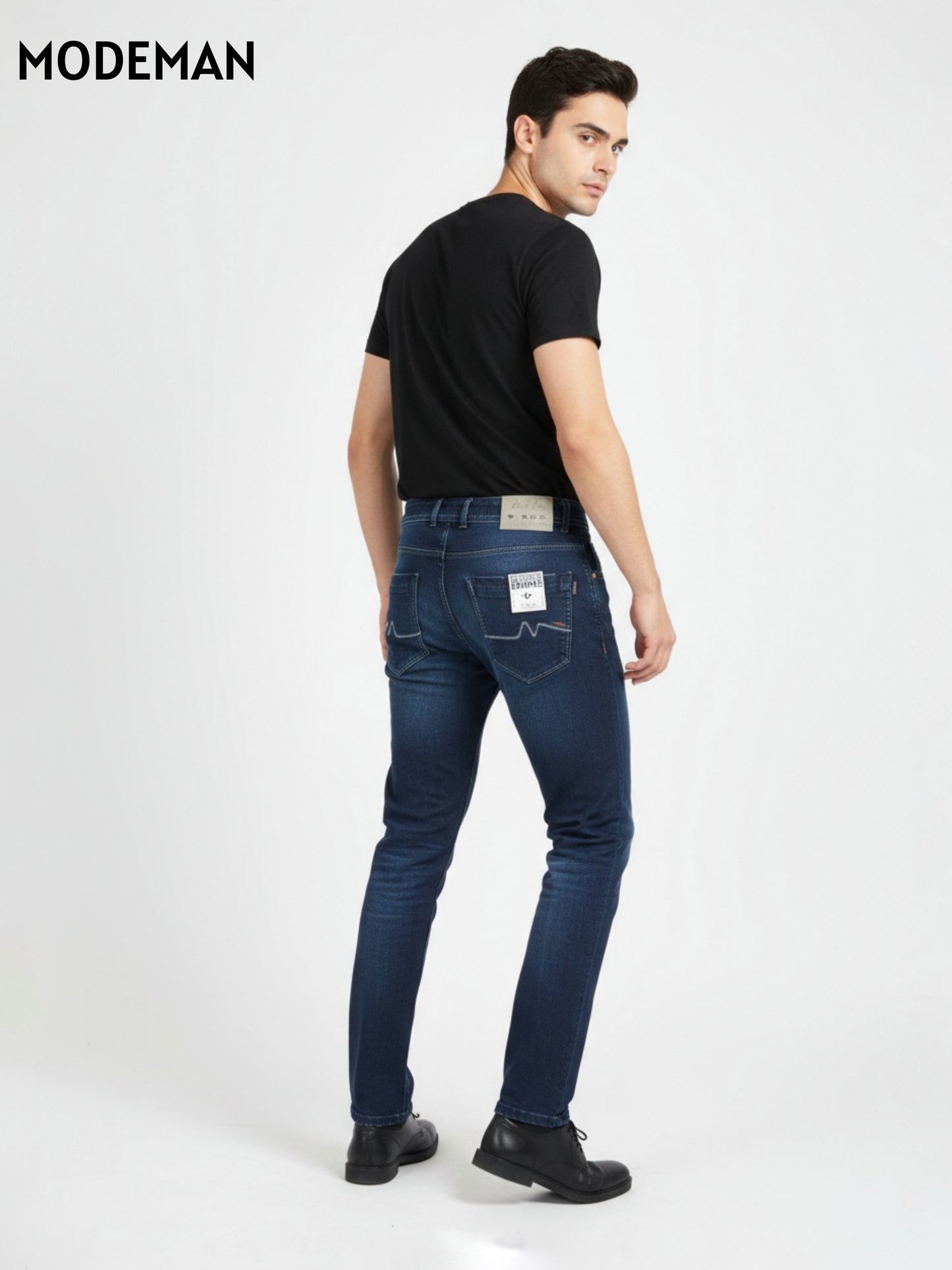 Men’s Dark Blue Slim Fit Jeans – Cotton Base Fabric | Modeman
