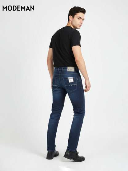 Men’s Dark Blue Slim Fit Jeans – Cotton Base Fabric | Modeman