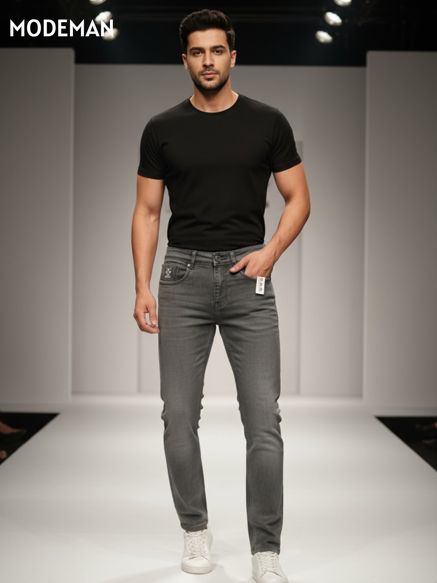 Men’s Charcoal Grey Slim Fit Jeans – Modeman
