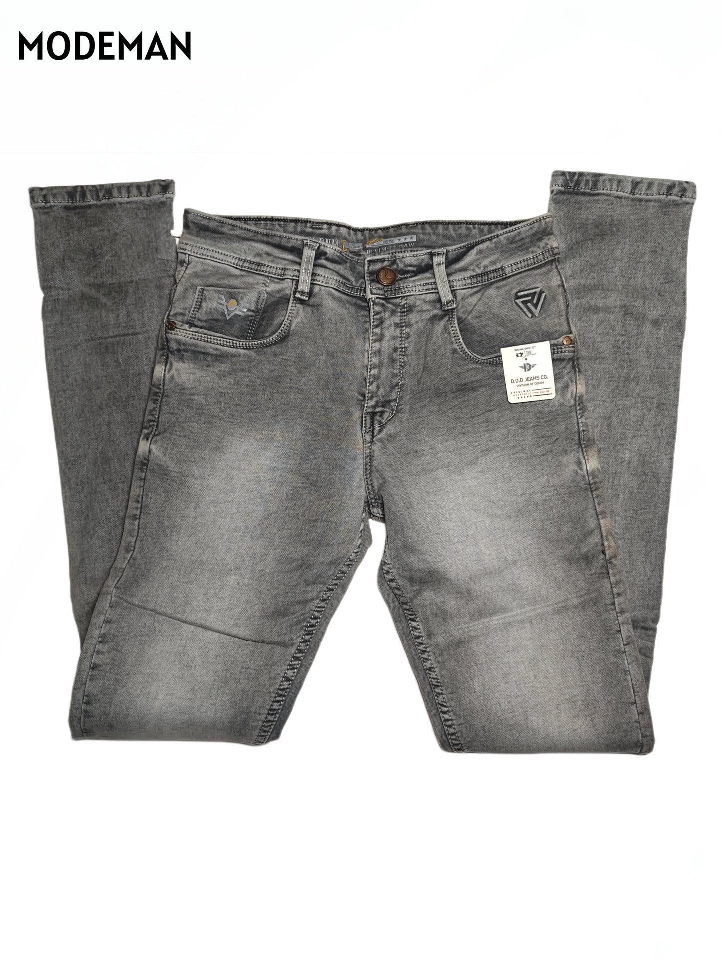 Men’s Grey Faded Slim Fit Jeans – Modeman