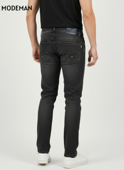 Men’s Charcoal Black Relex Fit Jeans – Modeman