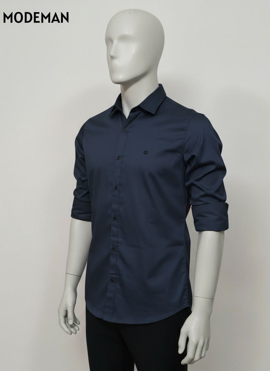 Men’s  Navy Blue Formal Shirt – Slim Fit | Cotton Blend