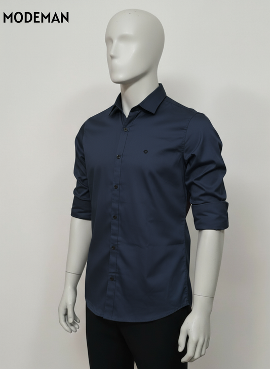 Men’s  Navy Blue Formal Shirt – Slim Fit | Cotton Blend