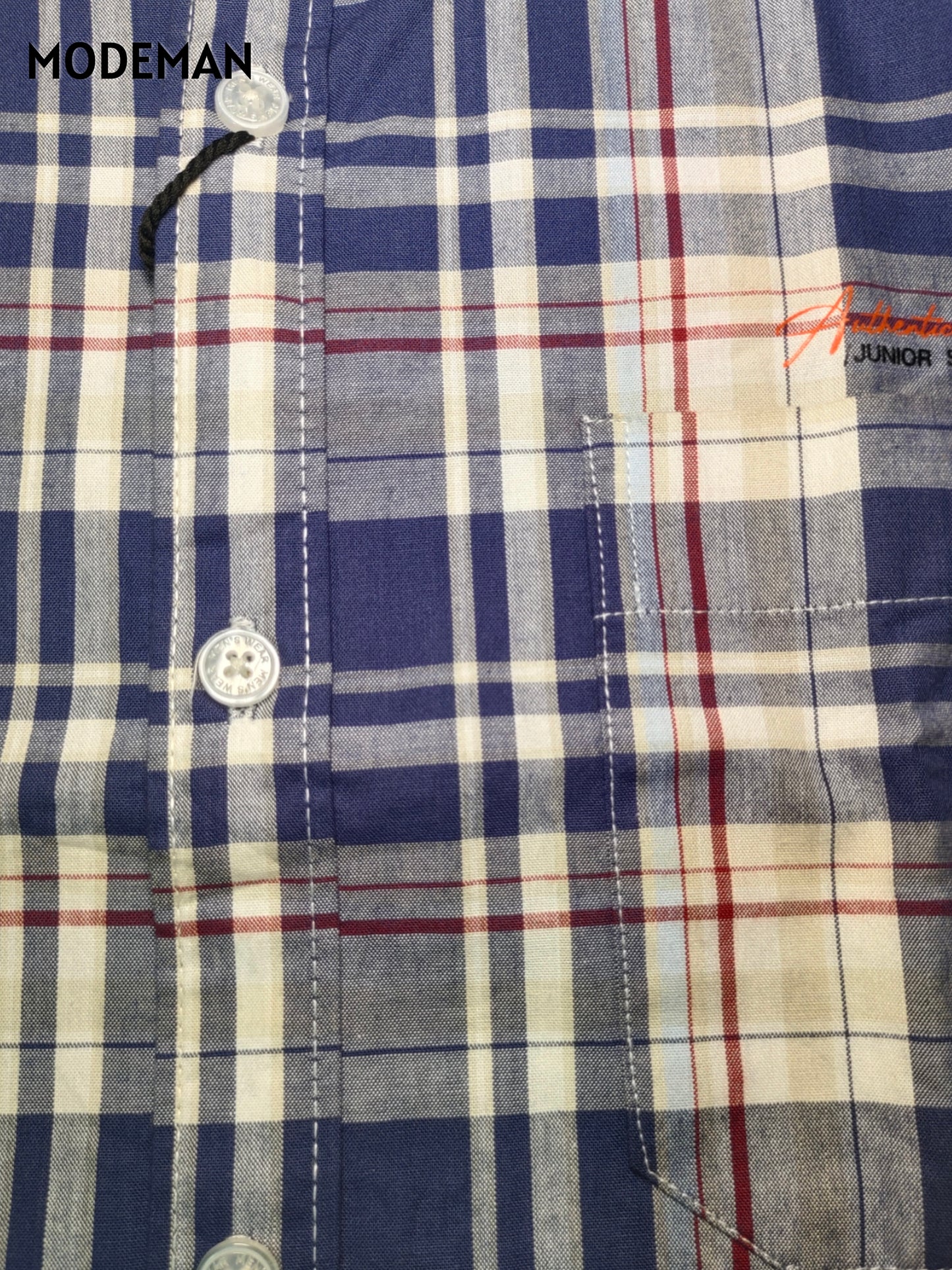 Men’s Navy Blue & White Checked Casual Shirt – Cotton Blend