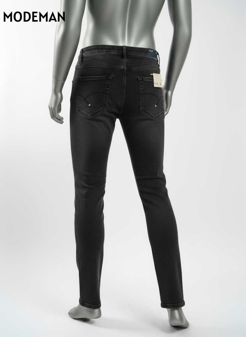 Men’s Charcoal Black Relex Fit Jeans – Modeman