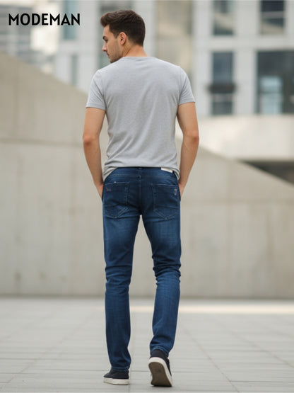 Men’s Dark Indigo Slim Fit Jeans – Cotton Base Fabric | Modeman