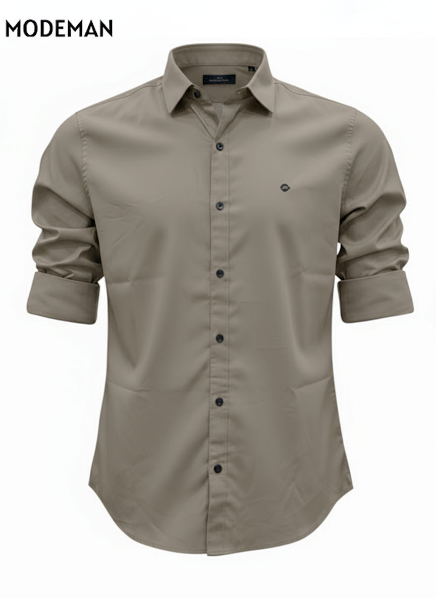 Men’s Grayish Brown Formal Shirt – Slim Fit | Cotton Blend