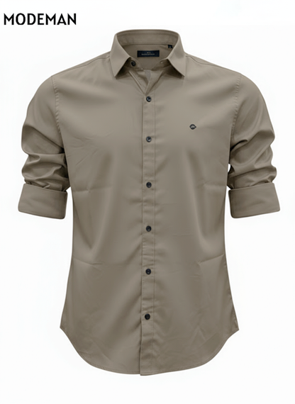 Men’s Grayish Brown Formal Shirt – Slim Fit | Cotton Blend
